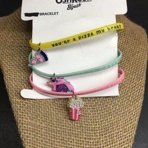 OshKosh Bgosh Silicone Bracelets Pizza Unicorn Popcorn Pink Green Yellow